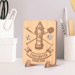 Personalized Firefighter Rescue Team Wooden Gift Card