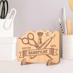 Personalized Hair Stylist Wooden Gift Card feat Hair Styling Tools