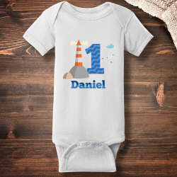 Personalized Birthday Ninnja Short Sleeve Baby Rib Bodysuit