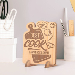Personalized Best Cook's Name Wooden Gift Card feat Easel