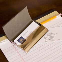 Personalized Brown Leatherette Metal Card Case Custom Name, Message
