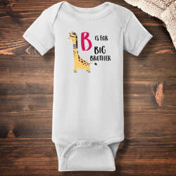 Personalized B Is For Big Brother Short Sleeve Baby Rib Bodysuit