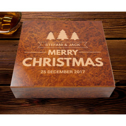 Luxurious Personalized 20 Count Burl Cigar Humidor with Humidifier Christmas Gift