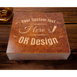 Luxurious Personalized 20 Count Burl Cigar Humidor with Humidifier