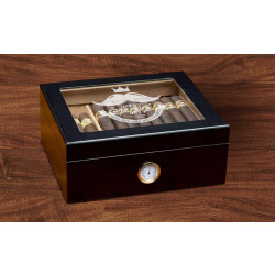 Personalized Father's Day Black Glass Top With Humidifier and External Hygro