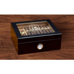 Personalized Birthday Black Glass Top With Humidifier and External Hygro with Zodiac Signs