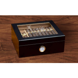 Personalized Birthday Black Glass Top With Humidifier and External Hygro with Birth Month