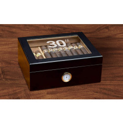 Personalized Anniversary Black Glass Top With Humidifier and External Hygro