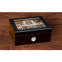 Personalized With Name and Initial Black Glass Top With Humidifier and External Hygro
