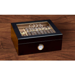 Personalized Wedding Black Glass Top With Humidifier and External Hygro