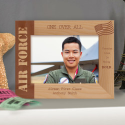 Air Force Personalized Wooden Picture Frame-7" x 5" Brown Horizontal 
