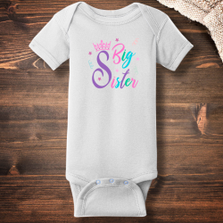 Personalized Big Sister Short Sleeve Baby Rib Bodysuit