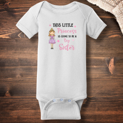 Personalized Little Princess Big Sister Short Sleeve Baby Rib Bodysuit