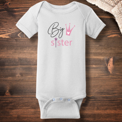 Personalized Big Sister Crown Short Sleeve Baby Rib Bodysuit
