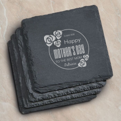Personalized Set of 4 Square Slate Coasters for Mother's Day