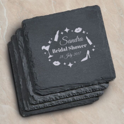 Personalized Bridal Shower Set of 4 Square Slate Coasters