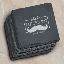 Personalized Father's Day Set of 4 Square Slate Coasters