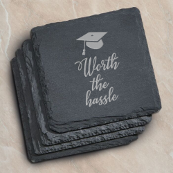 Personalized Graduation Set of 4 Square Slate Coasters for Grads