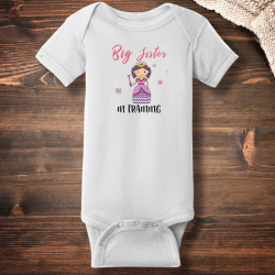 Personalized Big Sister In Training Short Sleeve Baby Rib Bodysuit