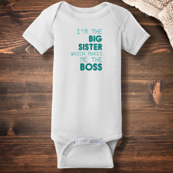 Personalized Big Sister The Boss Short Sleeve Baby Rib Bodysuit