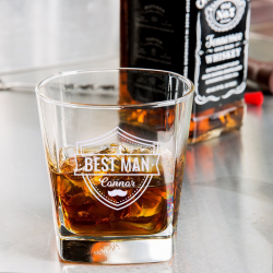 Personalized Bestman Libbey Double Rocks, Whisky Old Fashioned Glass
