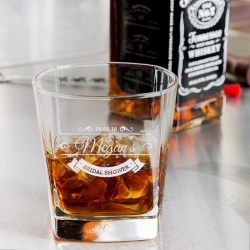 Personalized Bridal Shower Libbey Double Rocks, Whisky Old Fashioned Glass