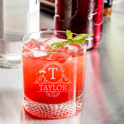 Personalized Libbey Rocks / Old Fashioned Glass with Dimpled Base