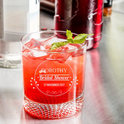 Personalized Bridal Shower Libbey Rocks / Old Fashioned Glass with Dimpled Base