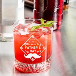 Personalized Happy Father's Day Libbey Rocks / Old Fashioned Glass with Dimpled Base