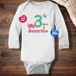 Personalized Dinosaur Birthday Infant Long Sleeve Bodysuit