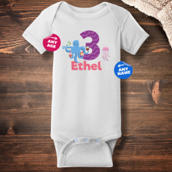 Personalized Happy Birthday Girls Short Sleeve Baby Rib Bodysuit