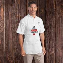 Personalized Merry Holly Jolly Christmas Men Apron With Pouch Pockets