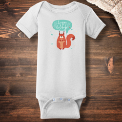 Personalized Happy Holidays Short Sleeve Baby Rib Bodysuit
