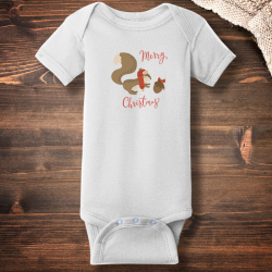 Personalized Merry Christmas Short Sleeve Baby Rib Bodysuit
