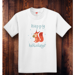 Personalized Youth Tagless Happy Holidays, 100% Cotton T-Shirt, Hanes