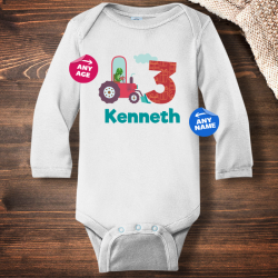 Personalized Truck Birthday Infant Long Sleeve Bodysuit