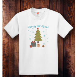 Personalized Youth Tagless Merry Christmas, 100% Cotton T-Shirt, Hanes