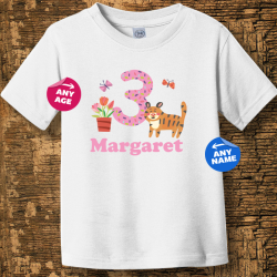 Personalized Flowery Birthday Toddler Fine Jersey Tee