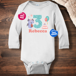 Personalized Birthday Cake Infant Long Sleeve Bodysuit