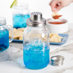 Personalized Birthday Glass Mason Jar Bar Shaker with Metal Top