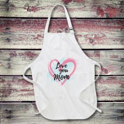 Personalized Love You Mom Full Length Apron with Pockets