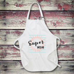 Personalized Super Mom Full Length Apron with Pockets
