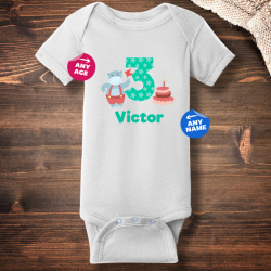 Personalized Birthday Cake Short Sleeve Baby Rib Bodysuit