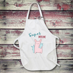 Personalized Super Mom Happy Life Full Length Apron with Pockets
