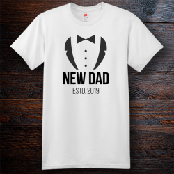 Personalized New Dad Estd 2019 Cotton T-Shirt, Hanes
