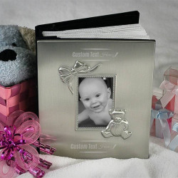 Personalized Pewter Finish Teddy Bear and Bow Album