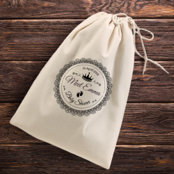 Personalized Baby Shower Natural Cotton Shoe Drawstring Bag