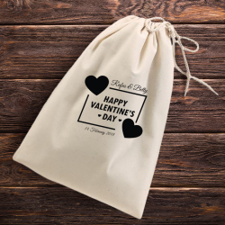 Personalized Valentine Natural Cotton Shoe Drawstring Bag
