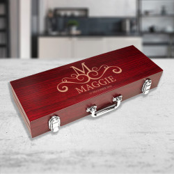 Personalized 3 Piece Beautiful BBQ Set in Case, Name and Initial Barbeque Set