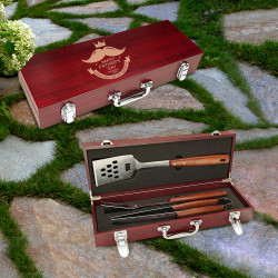 Personalized Father's Day Grill Set, 3 Piece BBQ Set in Case, Fathers Day Grilling Gifts for Dad